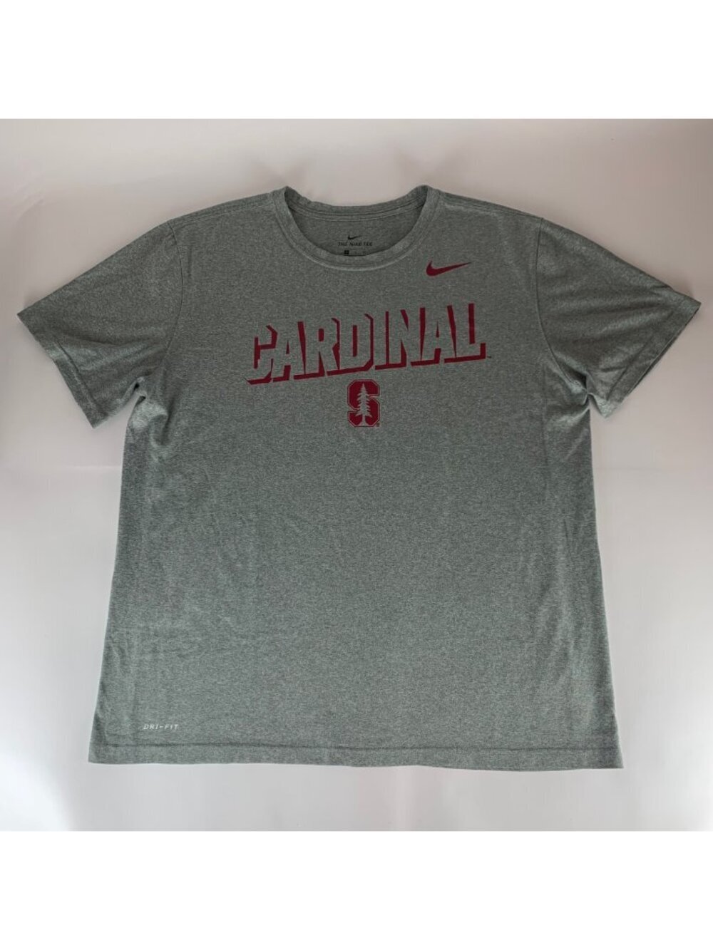 Stanford Cardinal NCAA Gray Nike Dri Fit Short Sleeve Athletic Shirt Mens XL